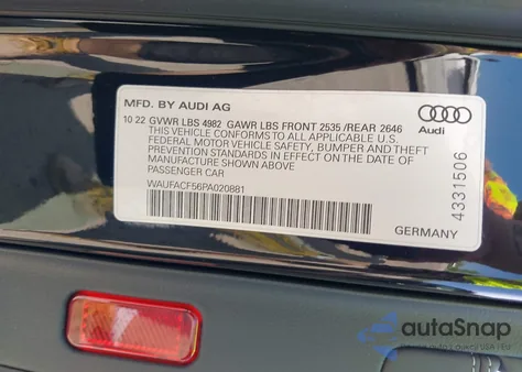 2023 Audi A5 Sportback Premium Plus 45 Tfsi S Line Quattro S Tronic из США, поврежденный, VIN WAUFACF56PA020881